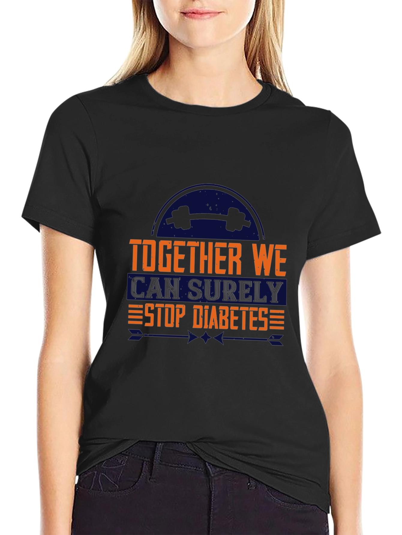 Together We Can Stop Diabetes Black T-Shirt