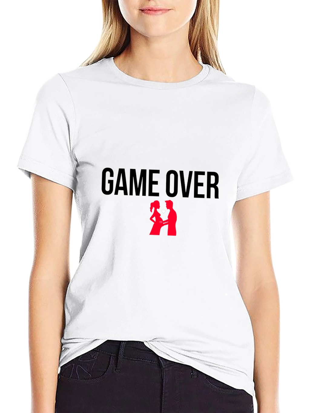 Game Over Couple T-Shirt - Black