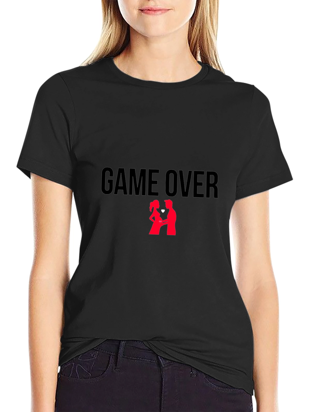 Game Over Couple T-Shirt - Black