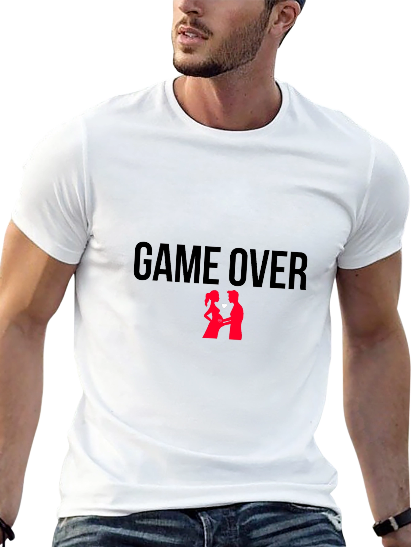Game Over Couple T-Shirt - Black