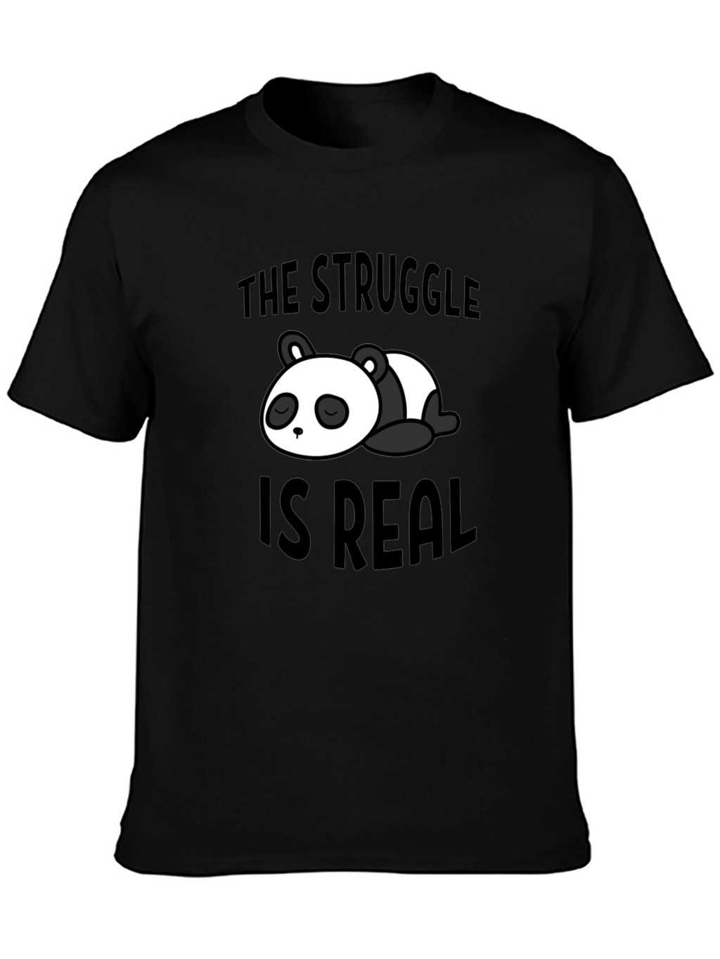 Struggle is Real Panda Graphic Black T-Shirt