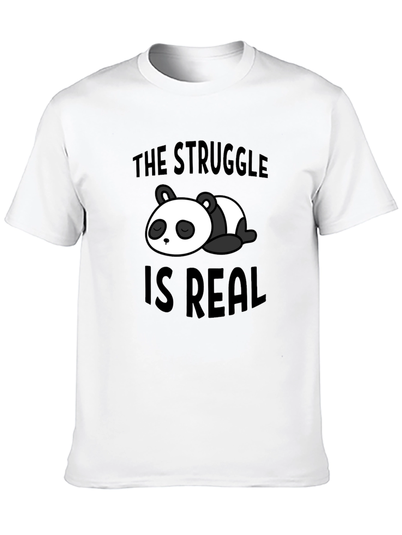 Struggle is Real Panda Graphic Black T-Shirt