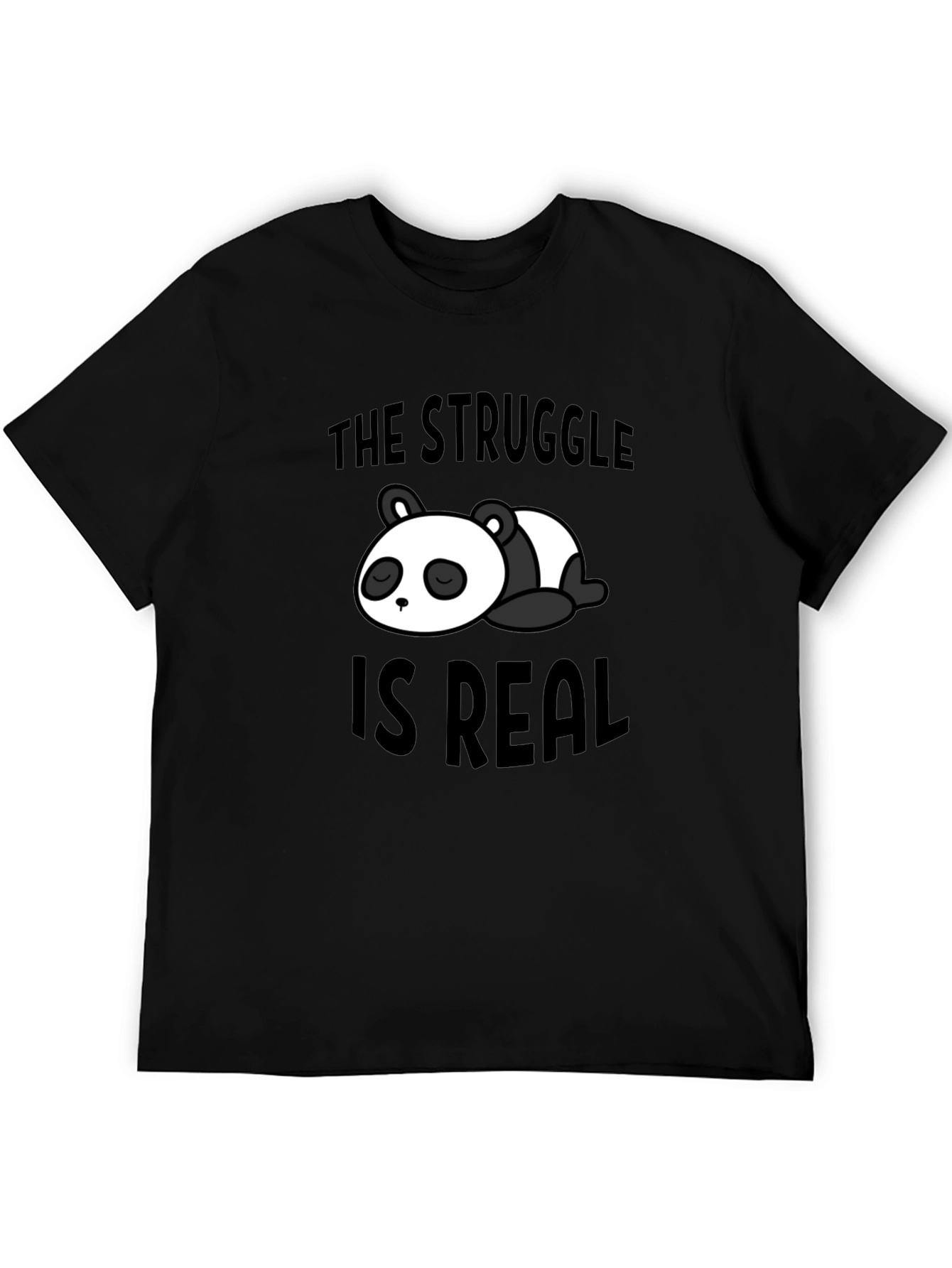 Struggle is Real Panda Graphic Black T-Shirt