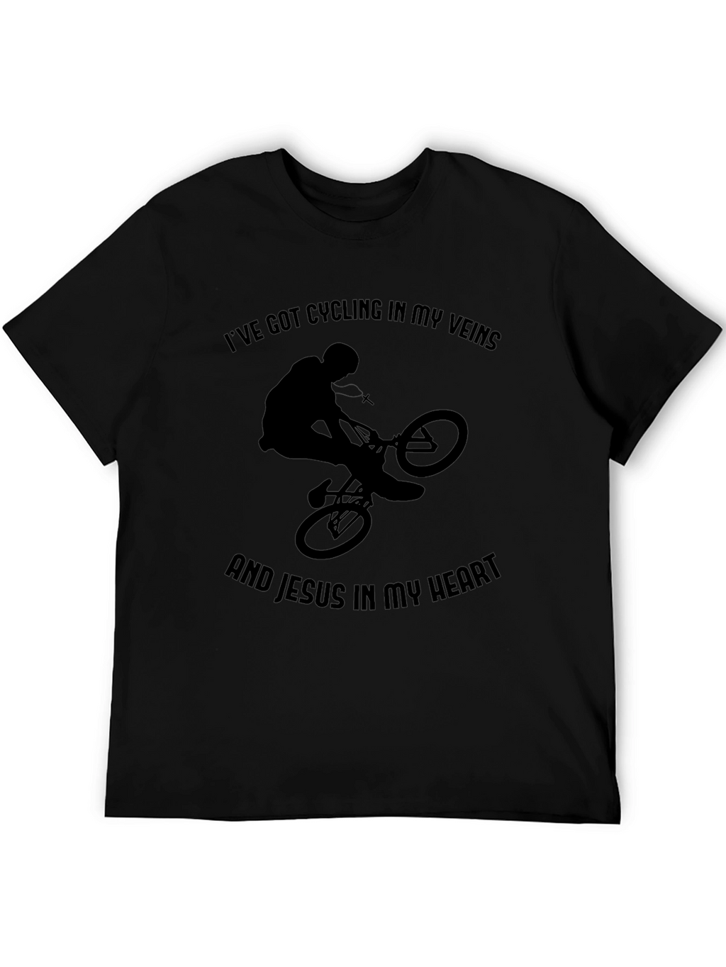 Cycling and Jesus Graphic Tee - Black