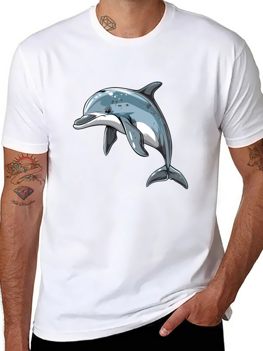 Dolphin Graphic Black T-Shirt - Stylish Casual Wear