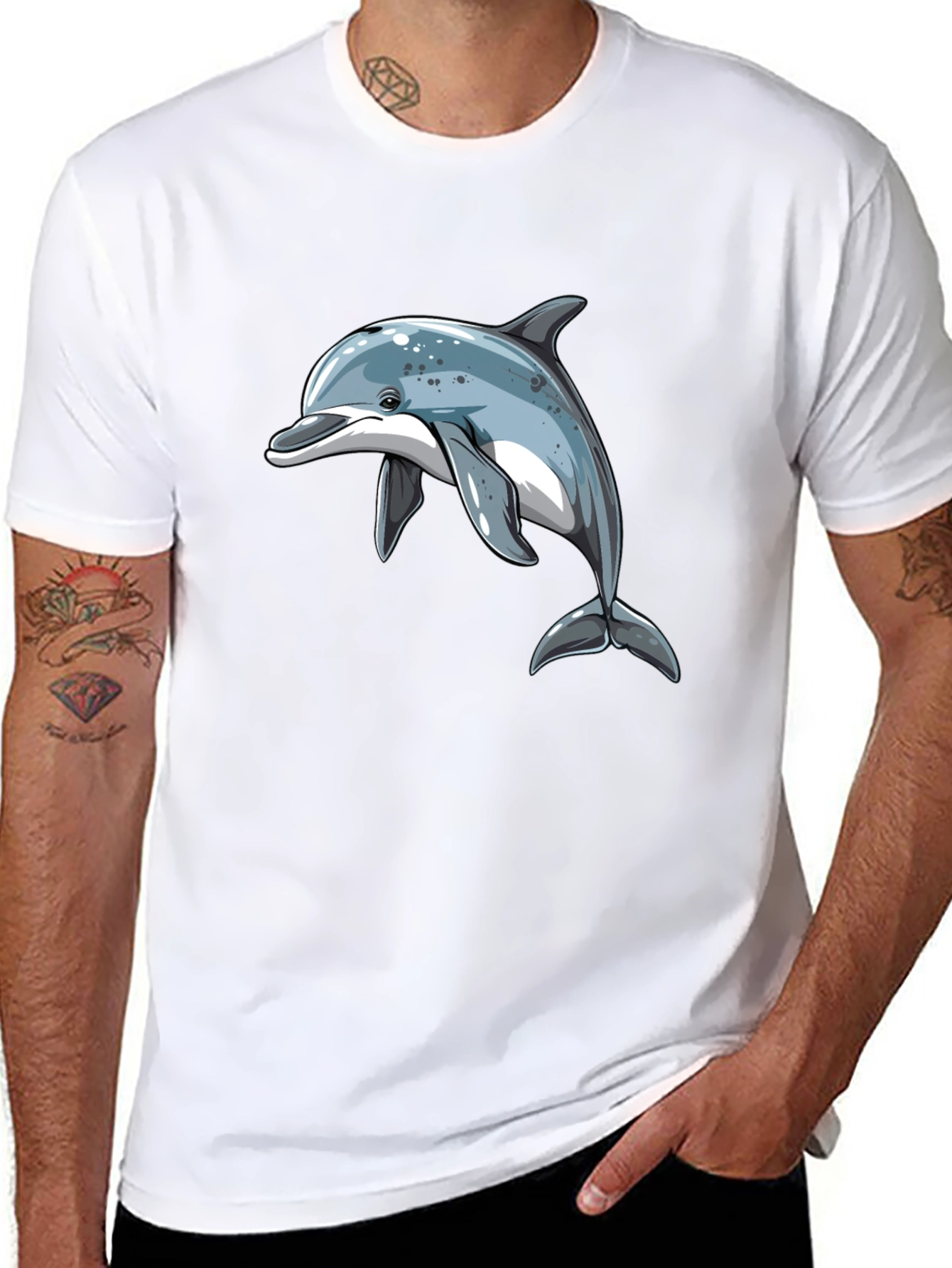 Dolphin Graphic Black T-Shirt - Stylish Casual Wear