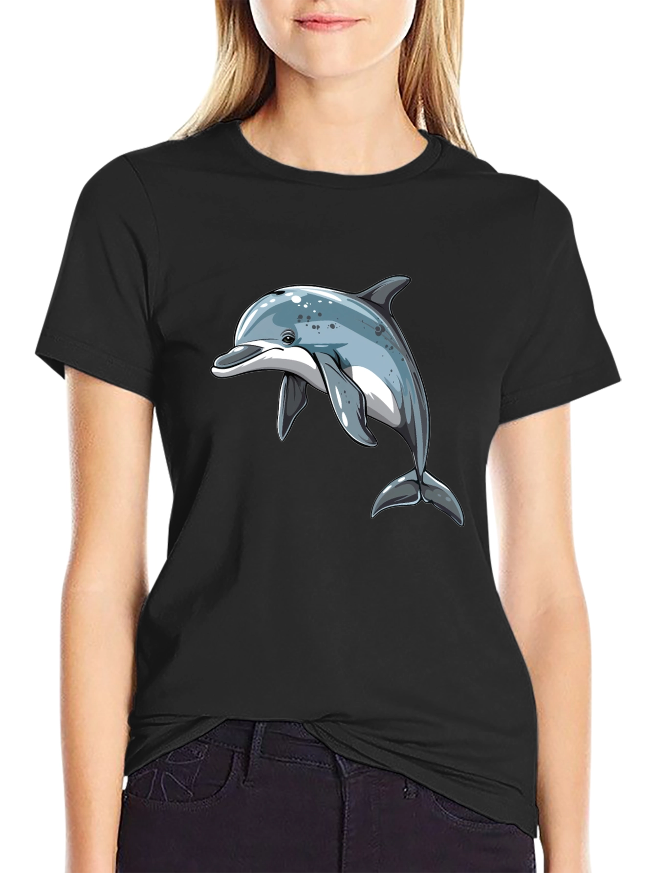 Dolphin Graphic Black T-Shirt - Stylish Casual Wear