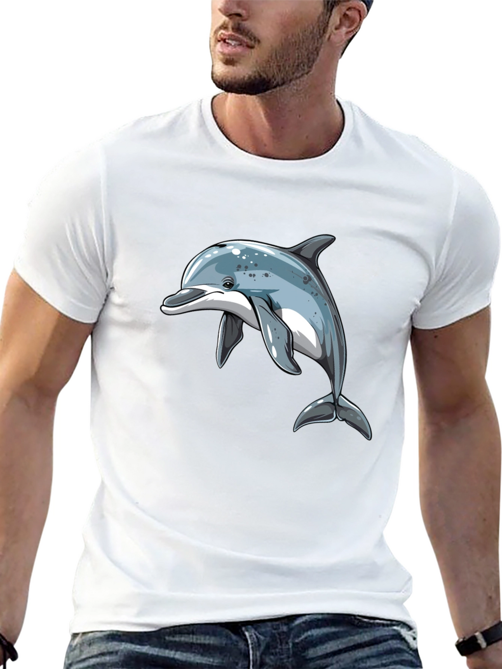 Dolphin Graphic Black T-Shirt - Stylish Casual Wear