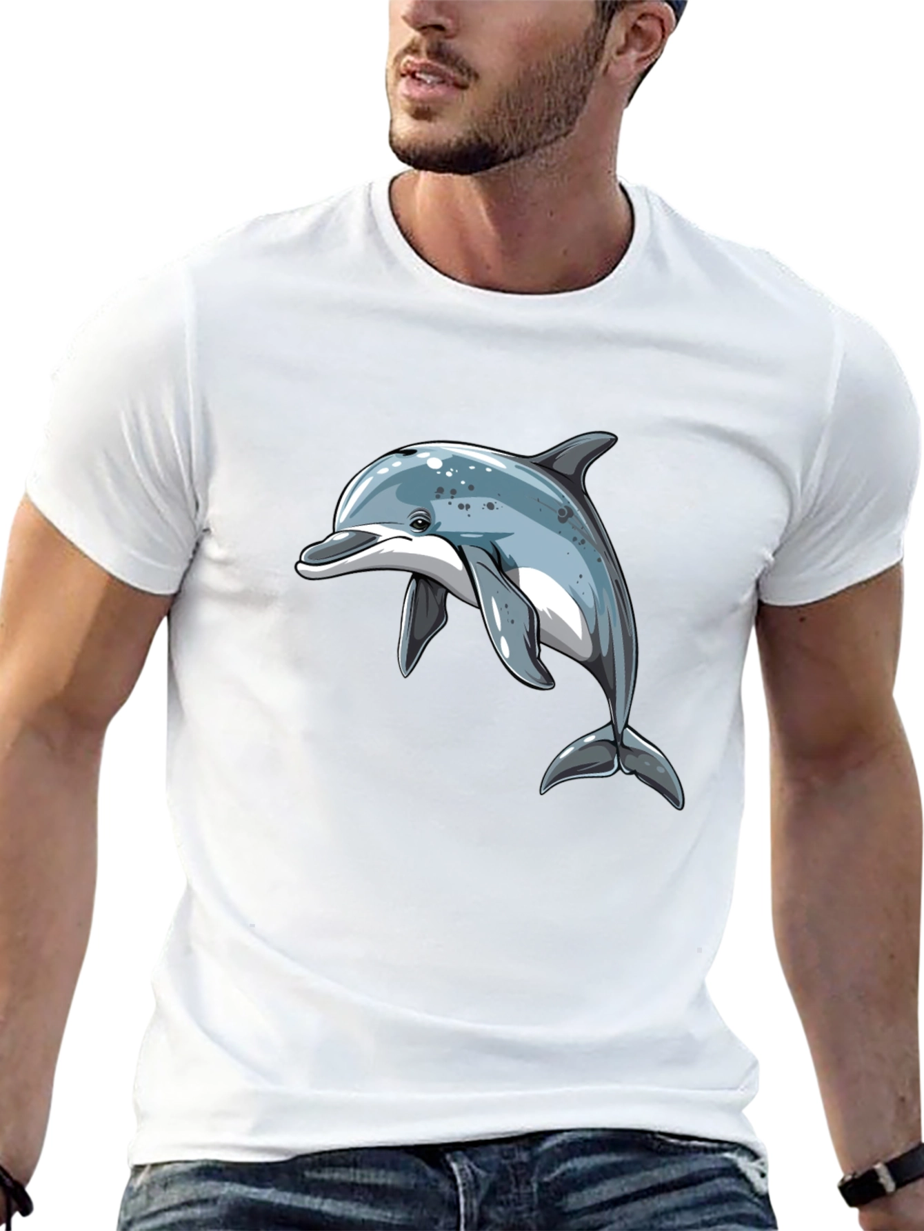 Dolphin Graphic Black T-Shirt - Stylish Casual Wear