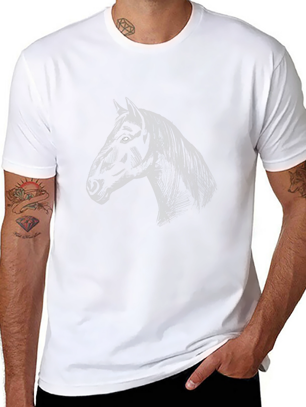 Mens Black Horse Graphic T-Shirt