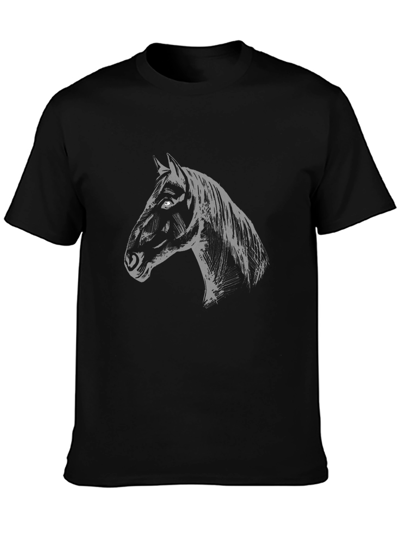 Mens Black Horse Graphic T-Shirt
