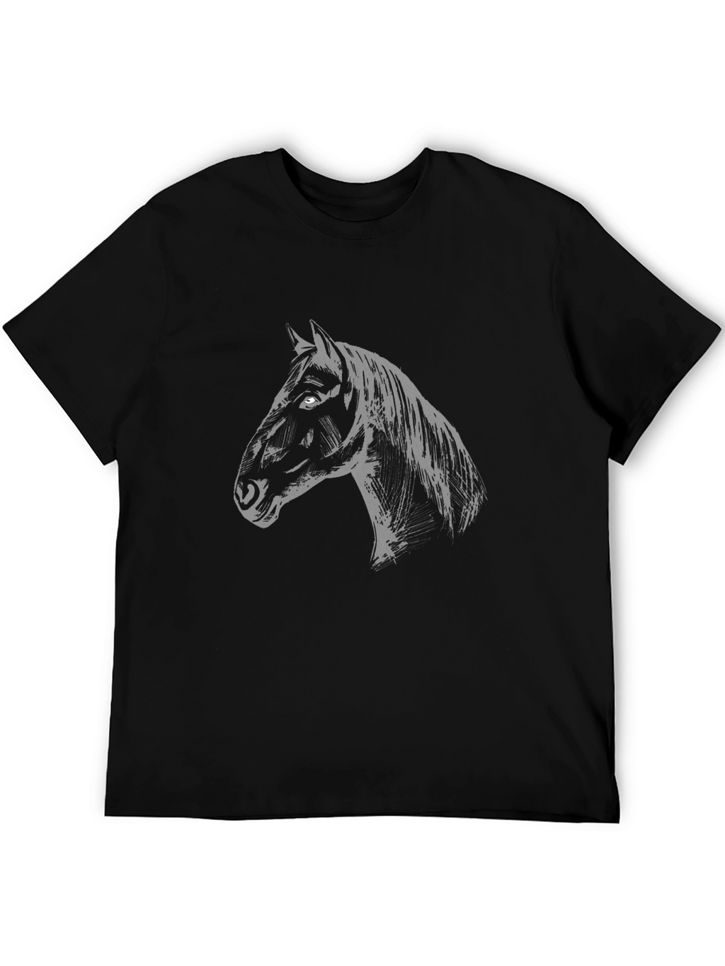 Mens Black Horse Graphic T-Shirt