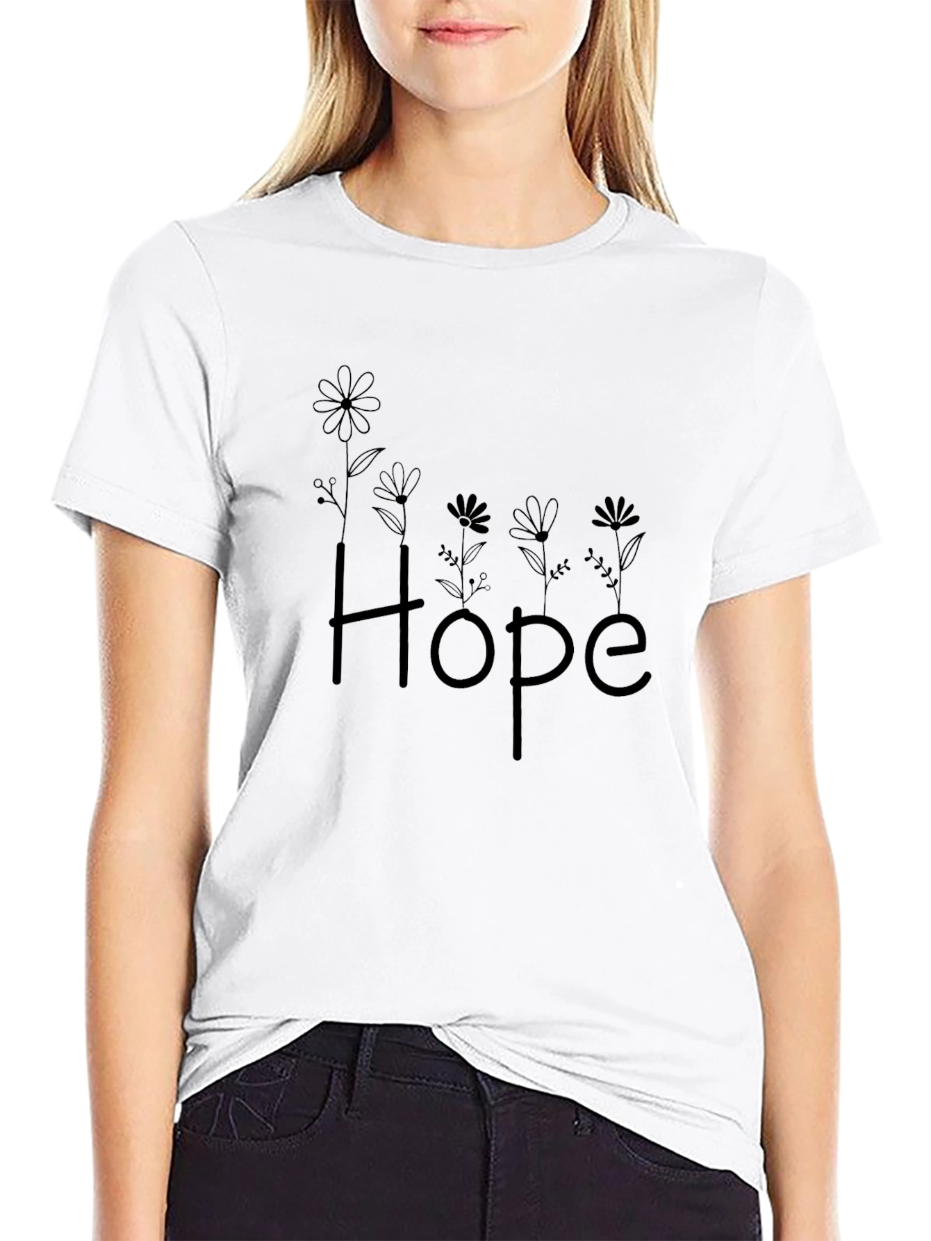 Floral Hope Graphic Tee - Black T-Shirt