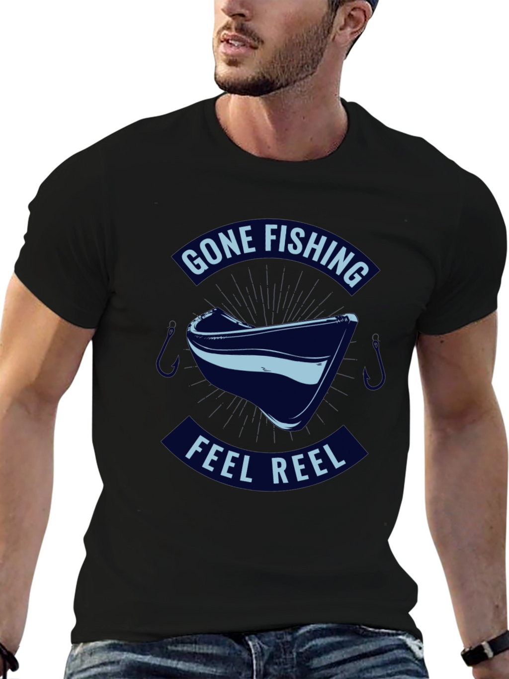 Gone Fishing Feel Reel T-Shirt - Black