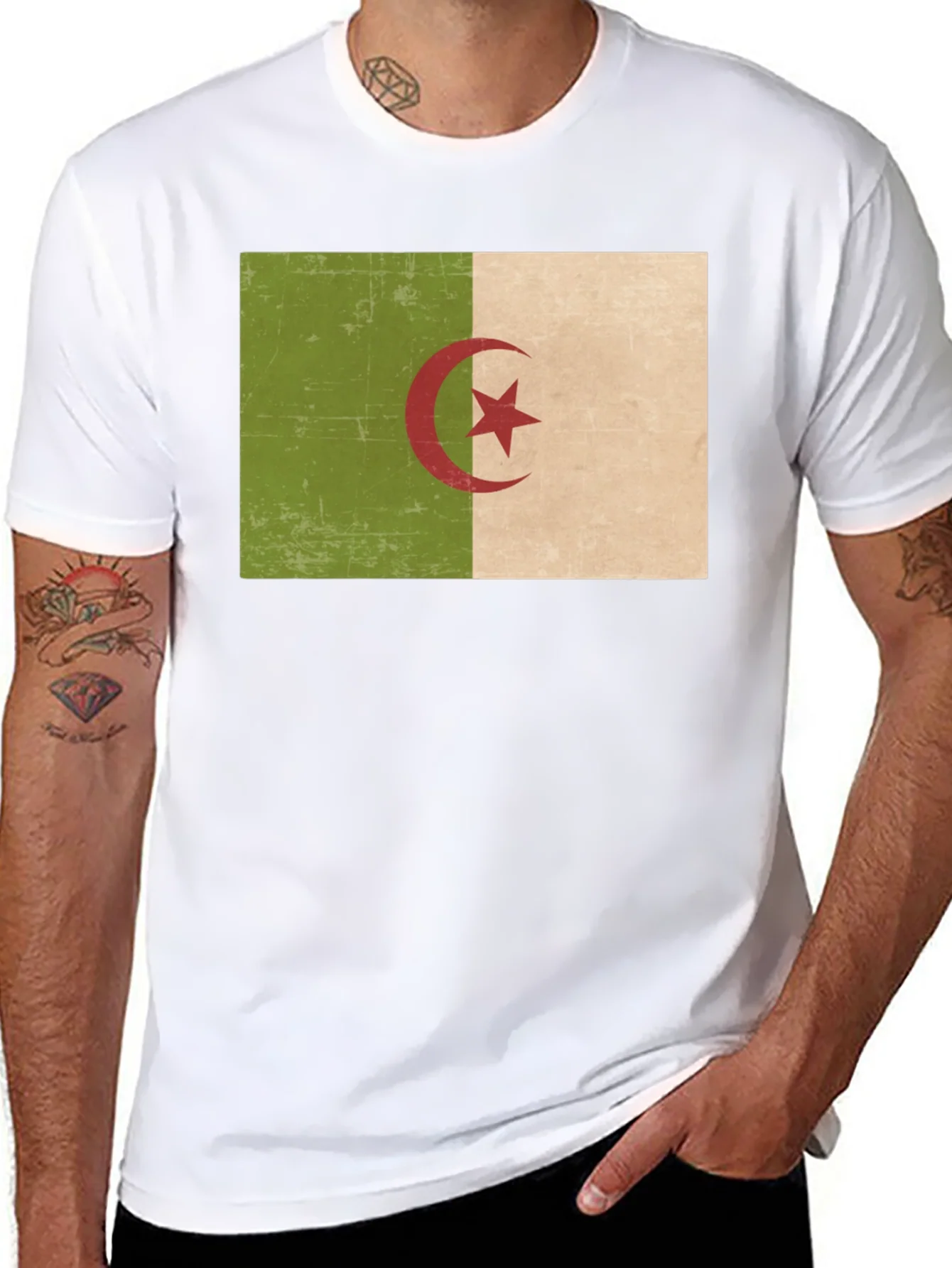Algeria Flag T-Shirt - Black Cotton Tee