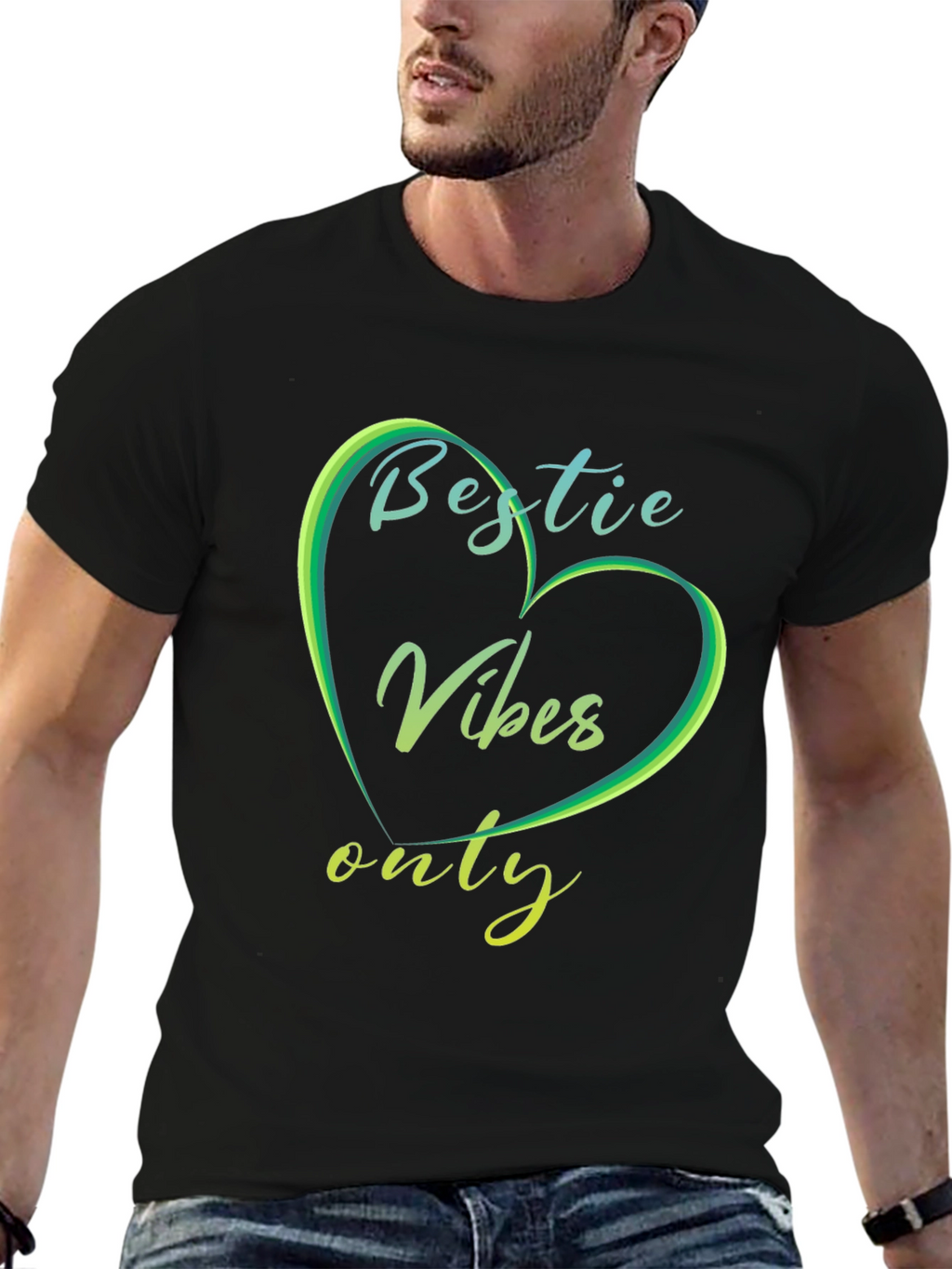 Bestie Vibes Only Graphic Tee - Trendy Casual Shirt