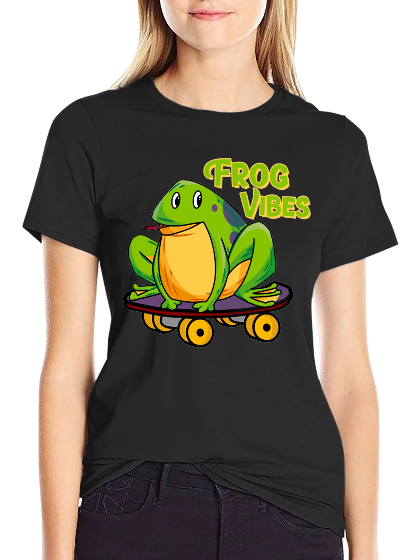 Frog Vibes Skateboarder Graphic Tee