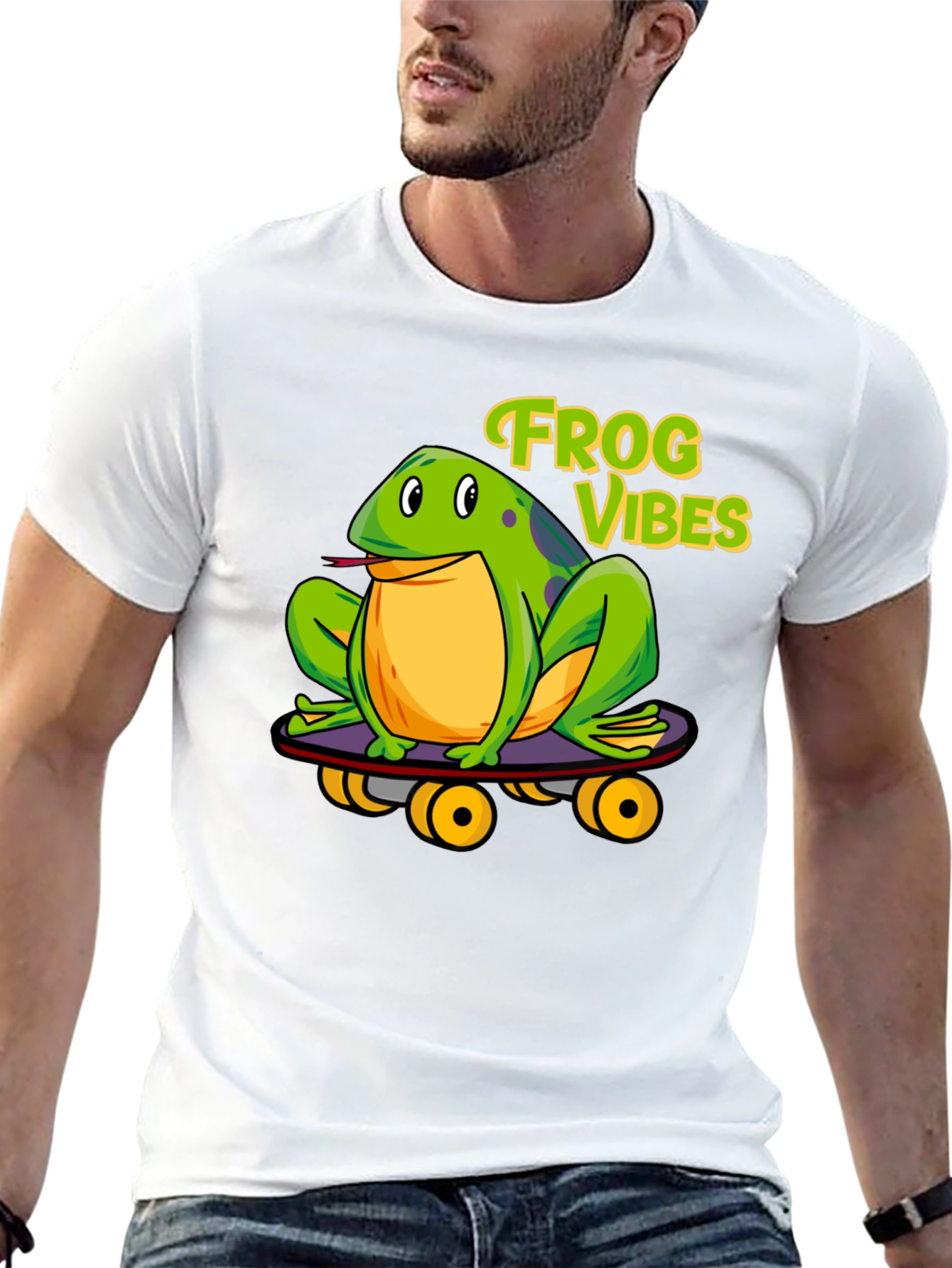 Frog Vibes Skateboarder Graphic Tee