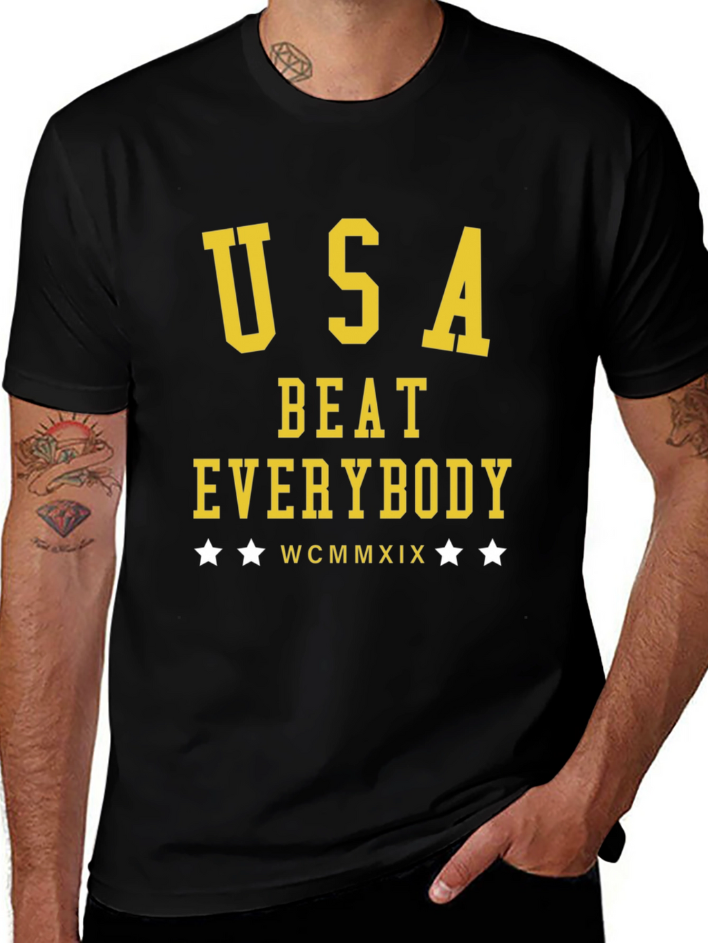 USA Beat Everybody T-Shirt - Black Cotton Tee