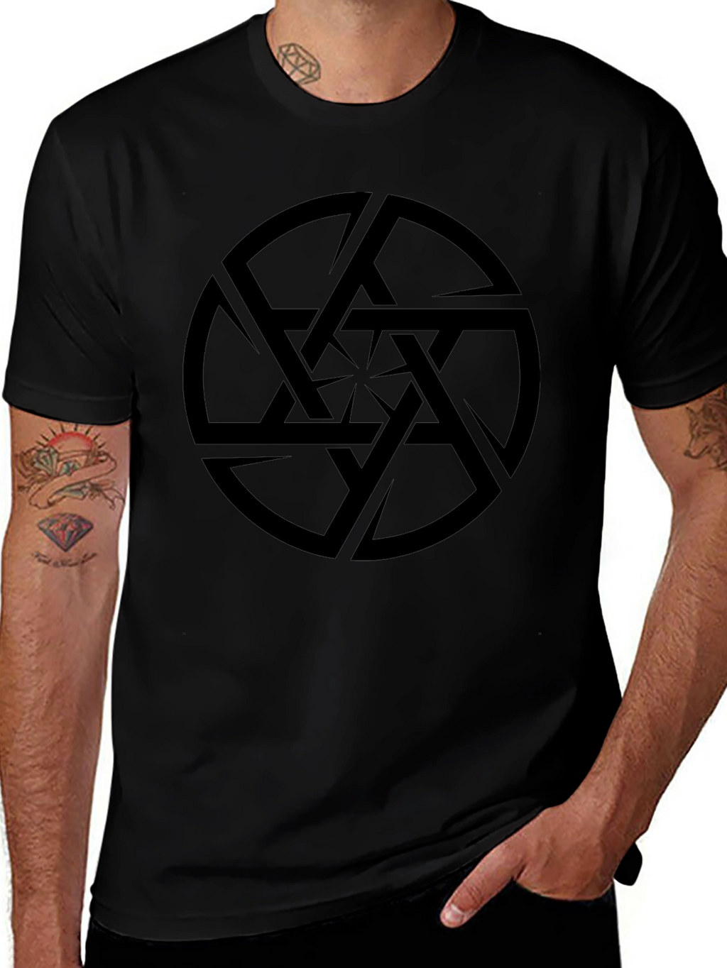 Abstract Geometric Design Black T-Shirt