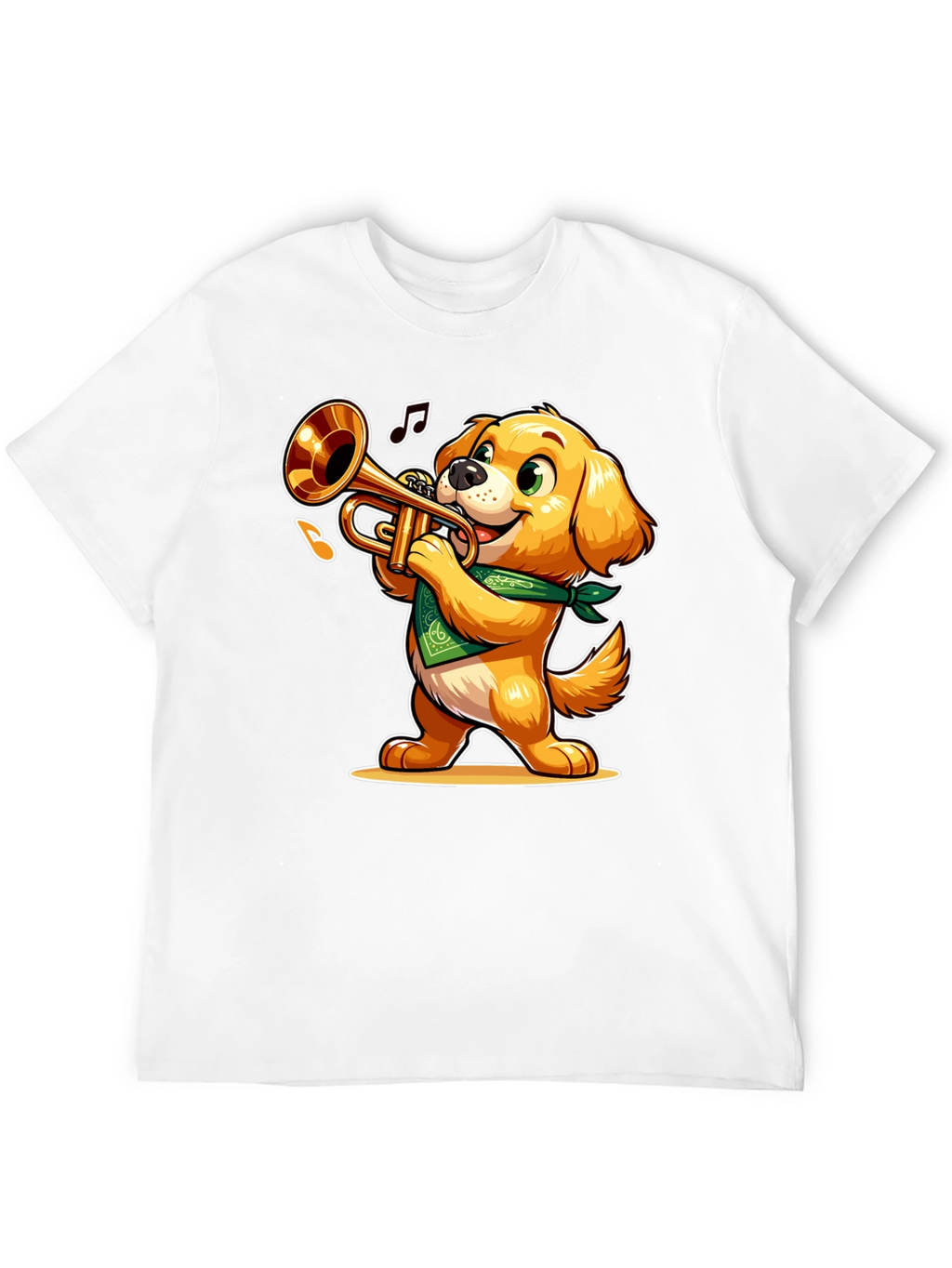 Dog Playing Trumpet T-Shirt - Fun Cartoon Design