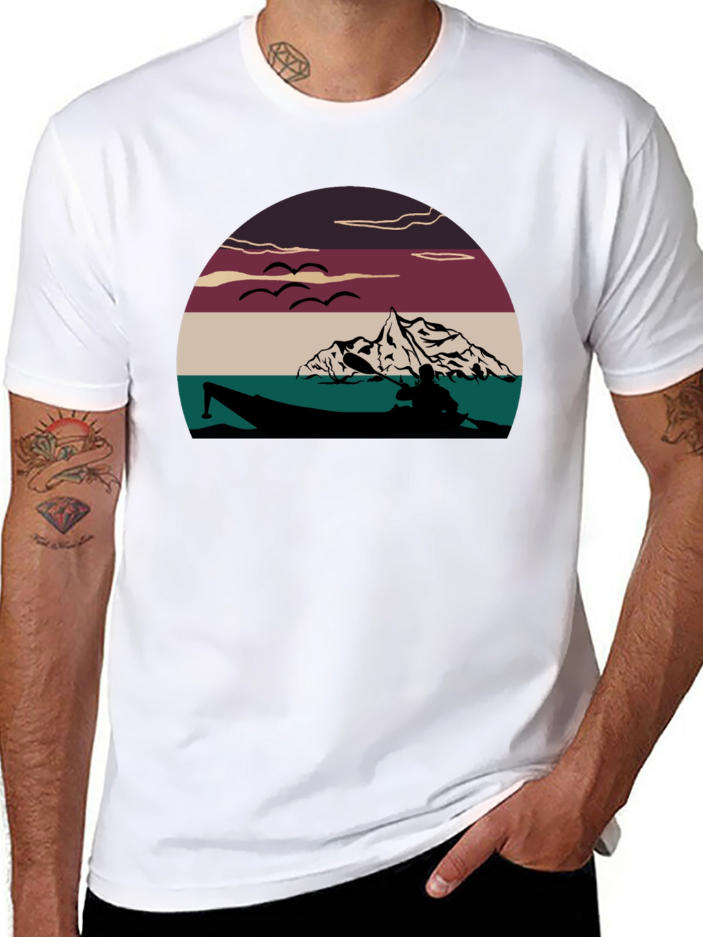 Kayak Lake Sunset Graphic T-Shirt