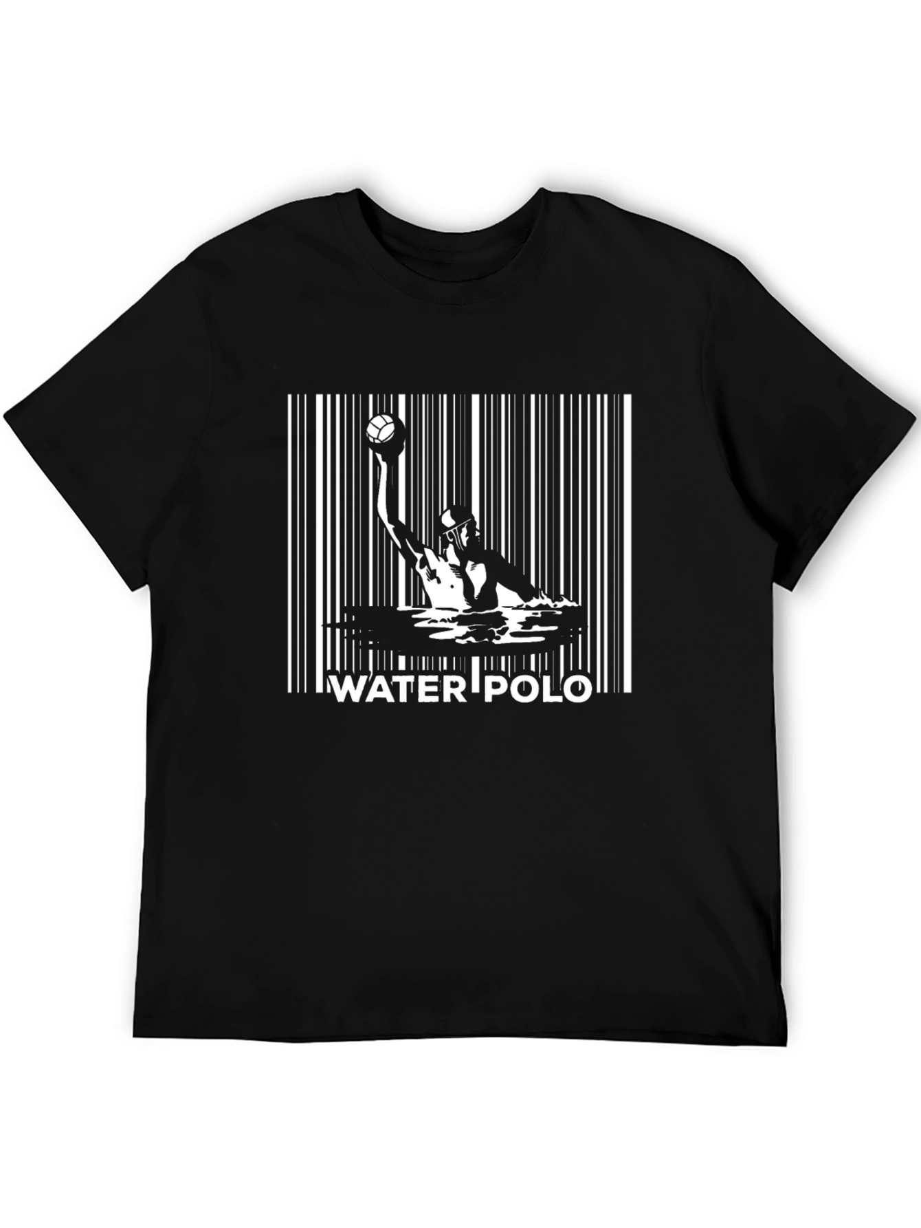 Water Polo Barcode Graphic Black T-Shirt
