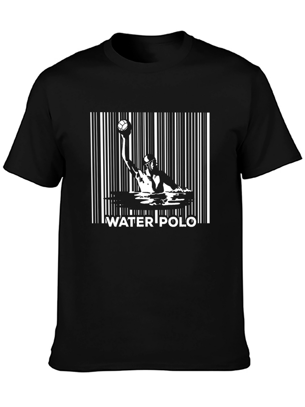 Water Polo Barcode Graphic Black T-Shirt
