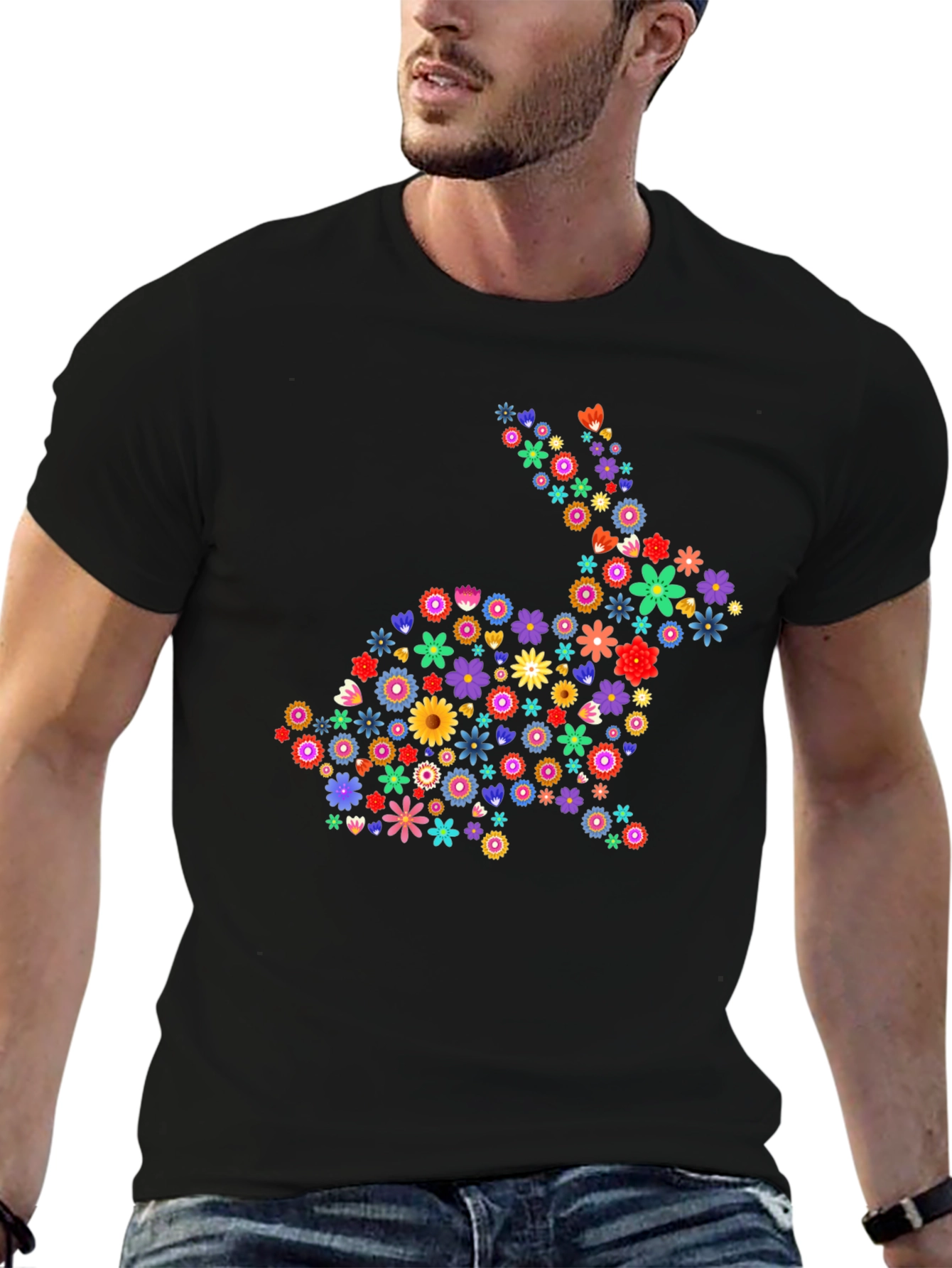 Floral Bunny Graphic Tee - Easter Spring
