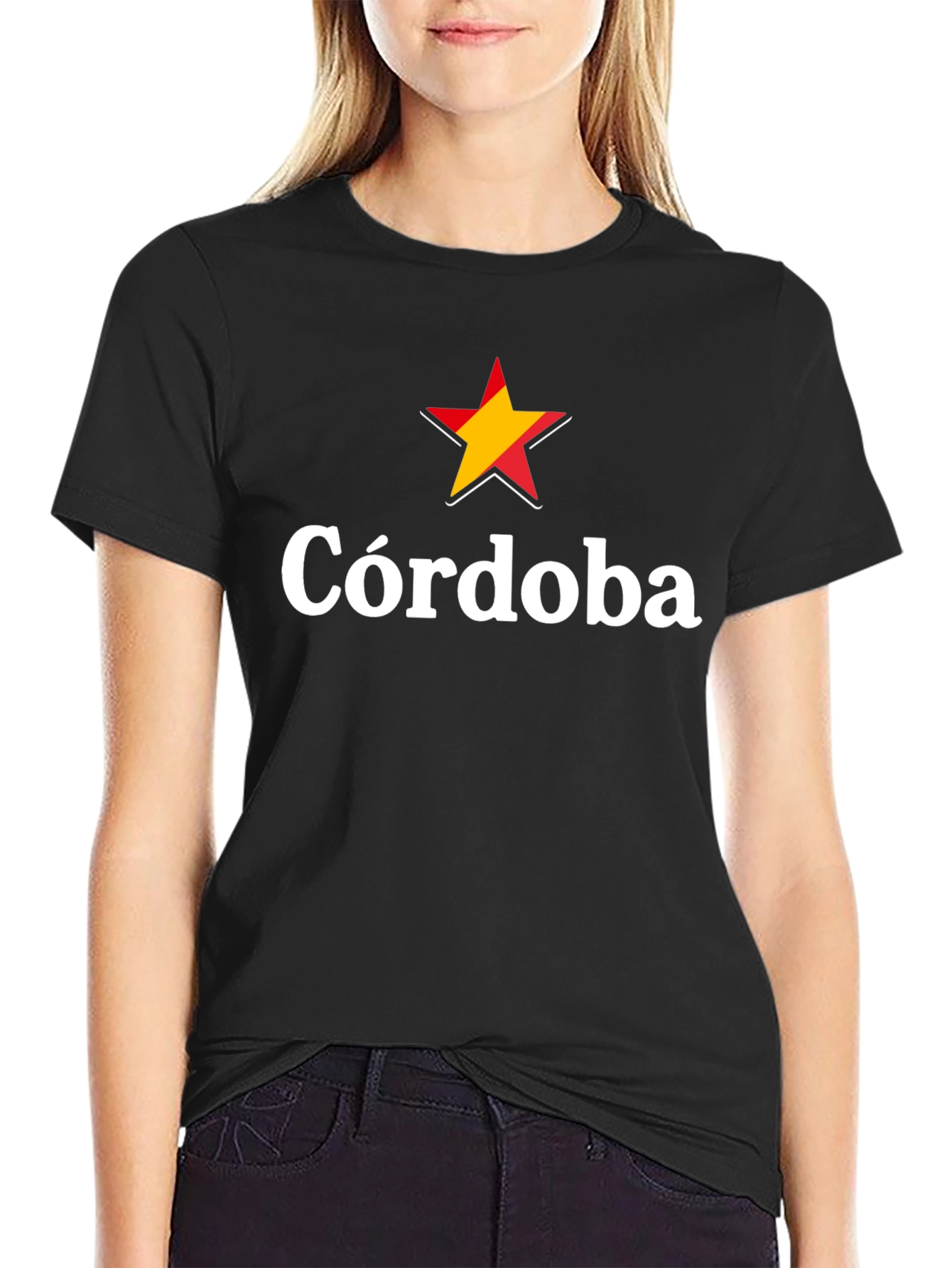 Córdoba Spain T-Shirt - Red and Yellow Star Graphic Tee