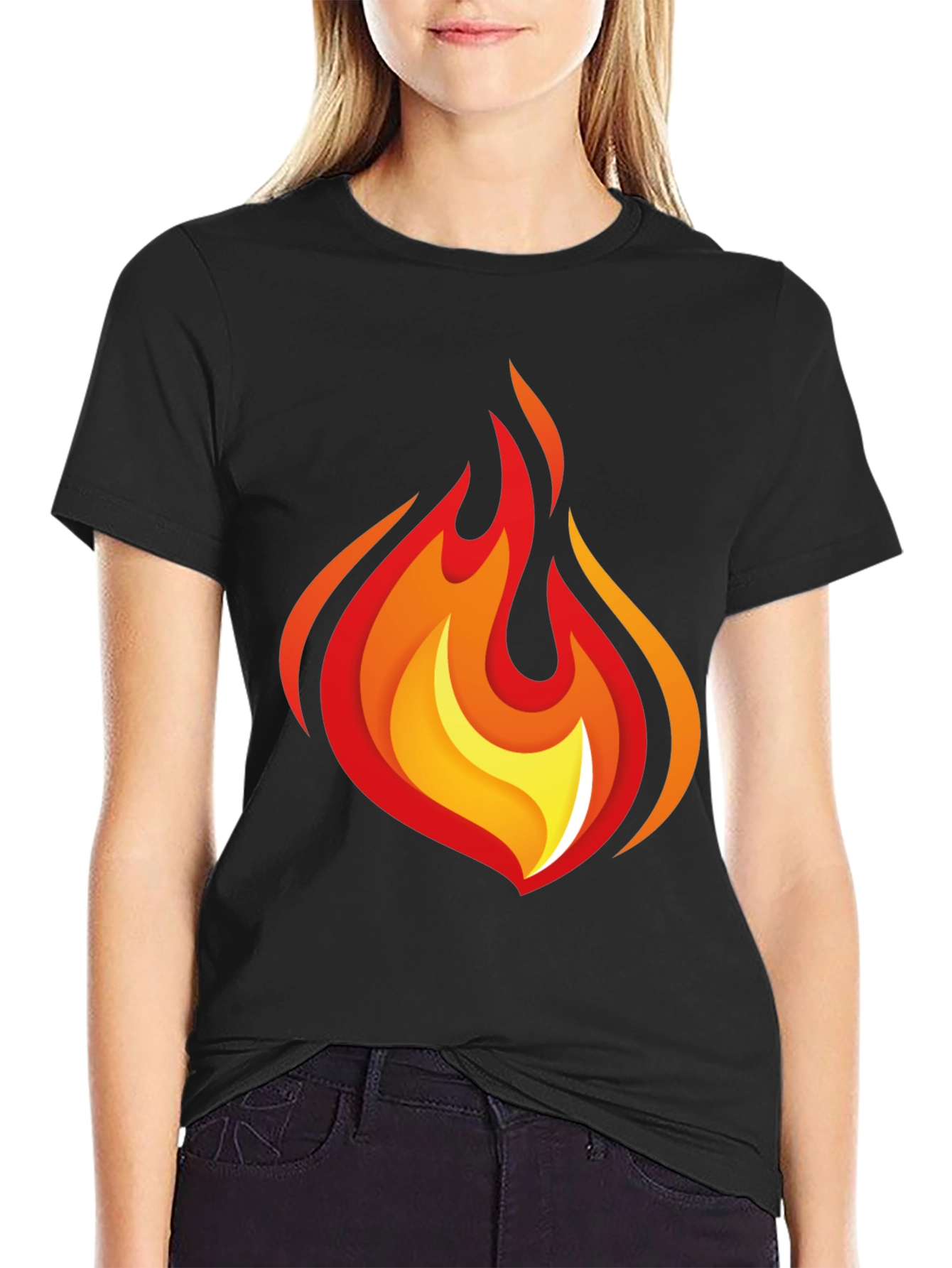 Flaming Hot Graphic Tee - Black Cotton Comfort