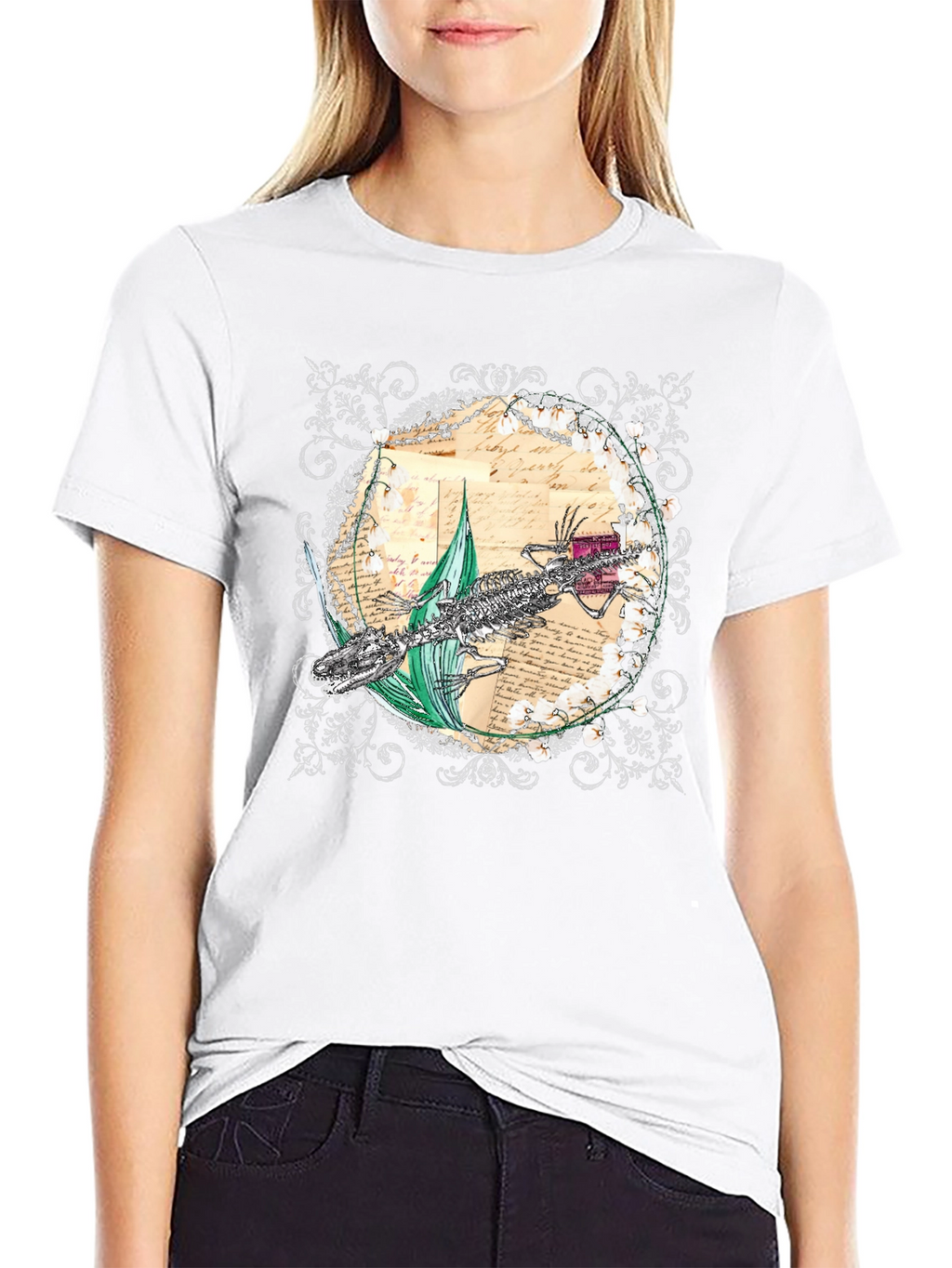 Gothic Alligator Skeleton T-Shirt