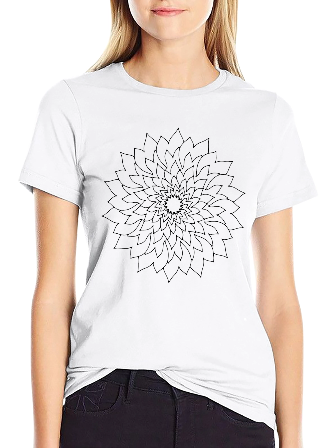 Black Floral Mandala Graphic T-Shirt