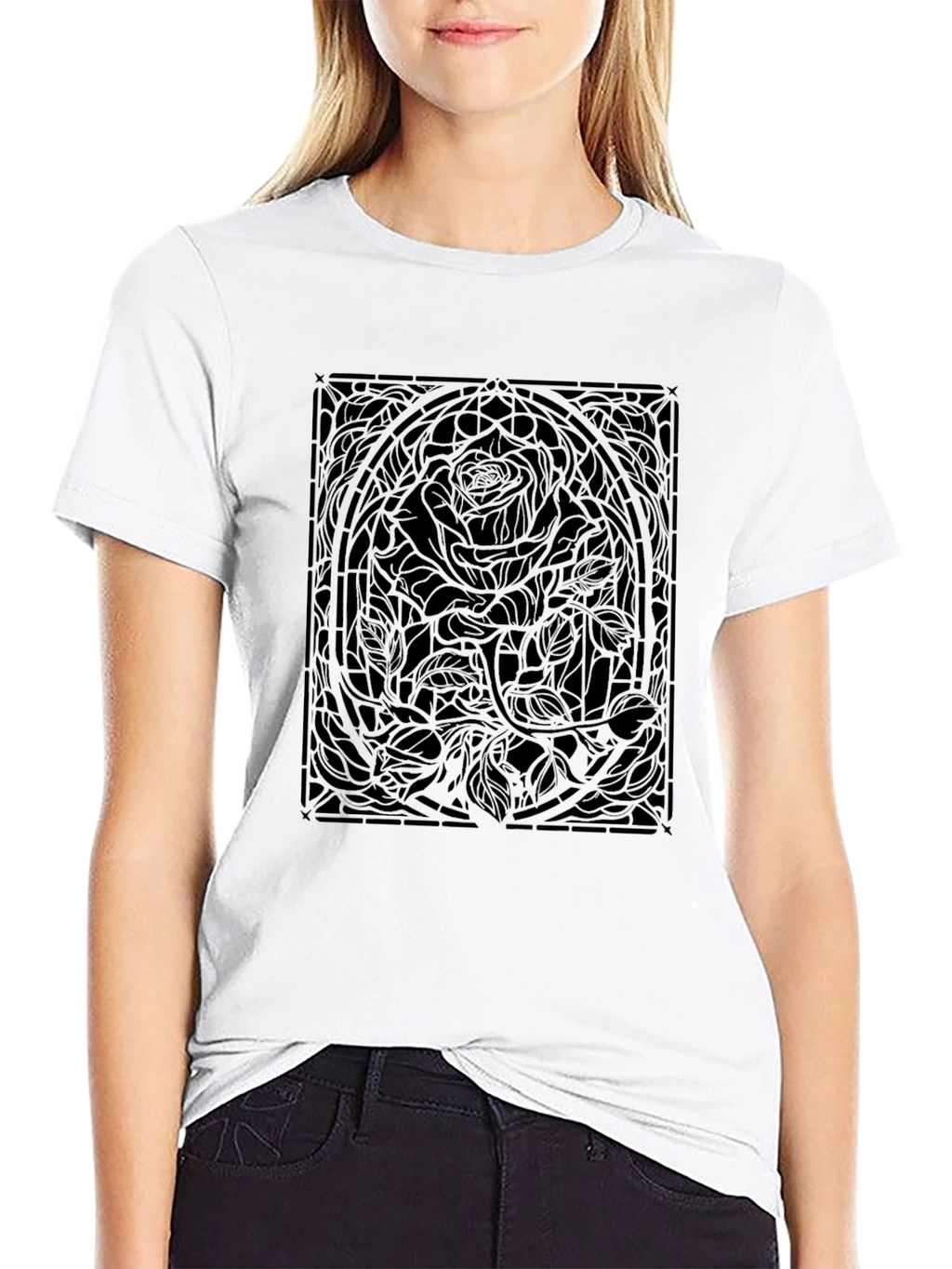 Rose Window Black Graphic Tee