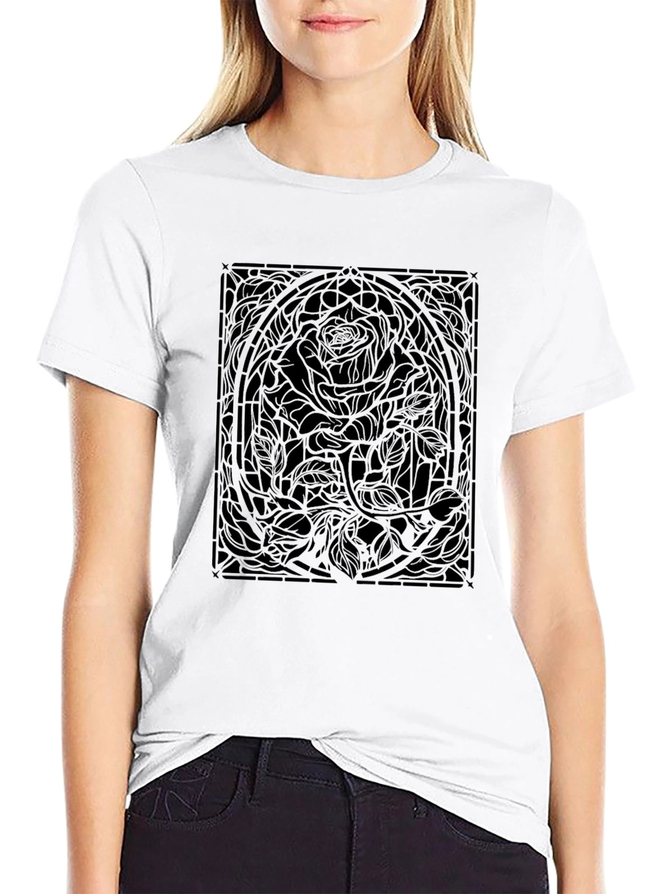 Rose Window Black Graphic Tee