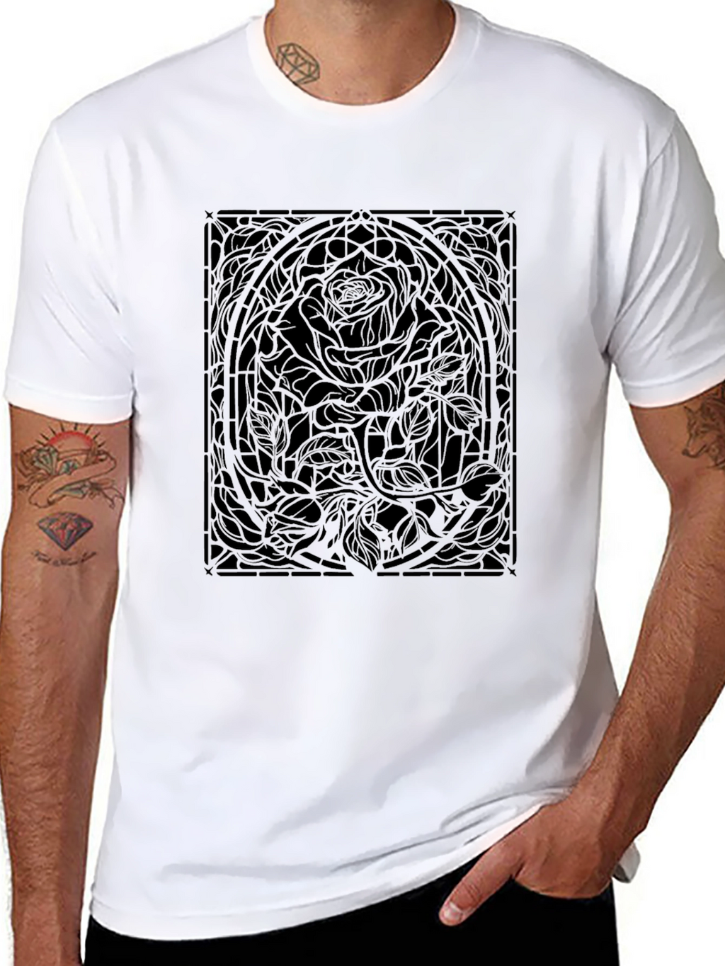 Rose Window Black Graphic Tee
