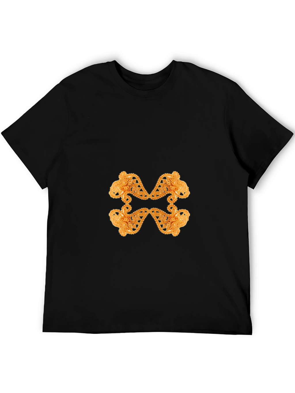 Ornate Gold Pattern Black T-Shirt