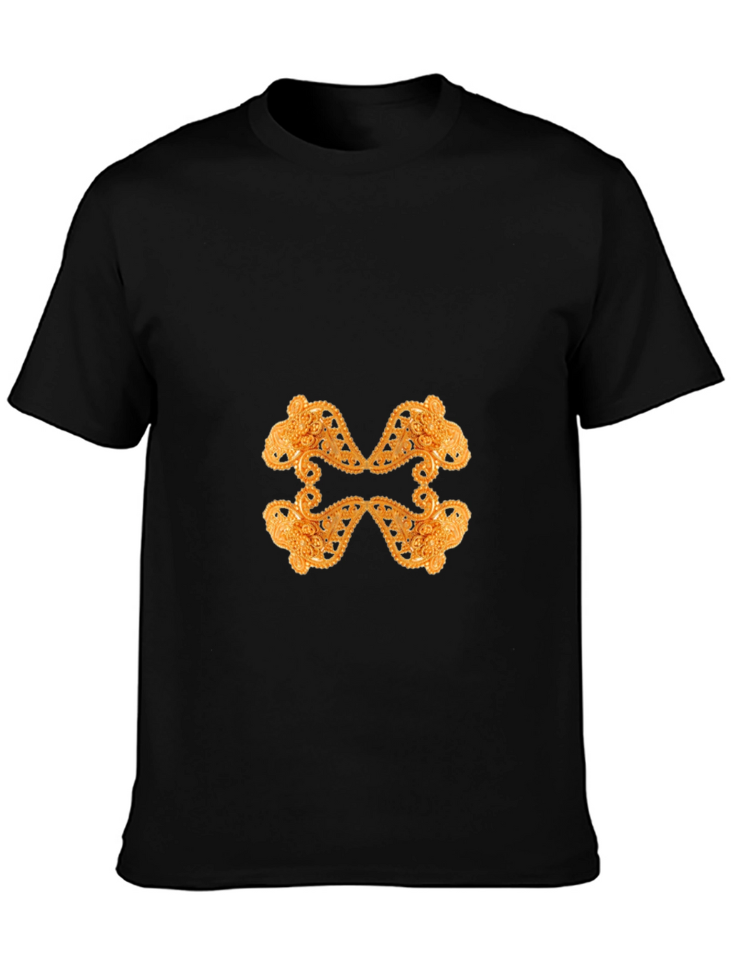 Ornate Gold Pattern Black T-Shirt