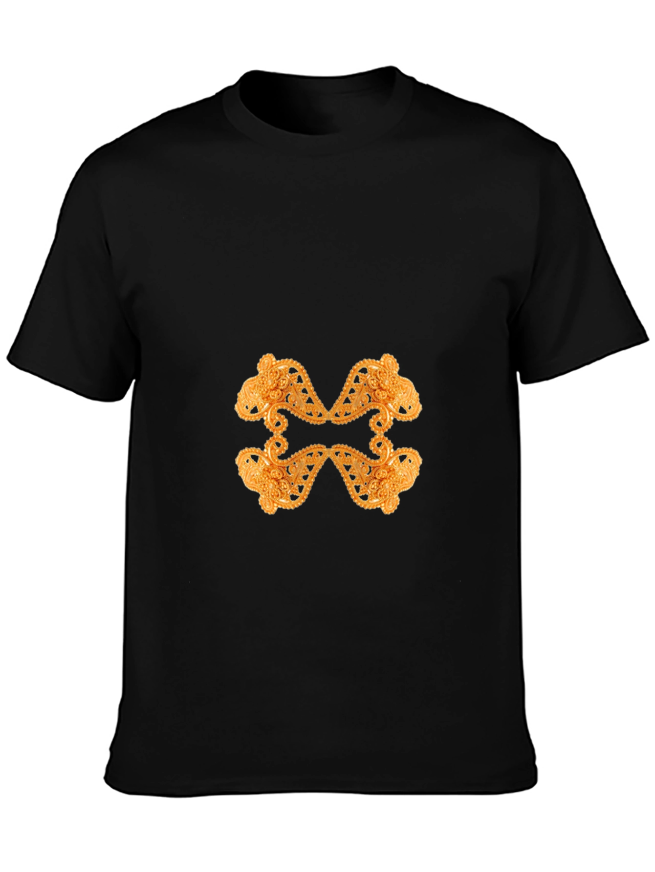 Ornate Gold Pattern Black T-Shirt