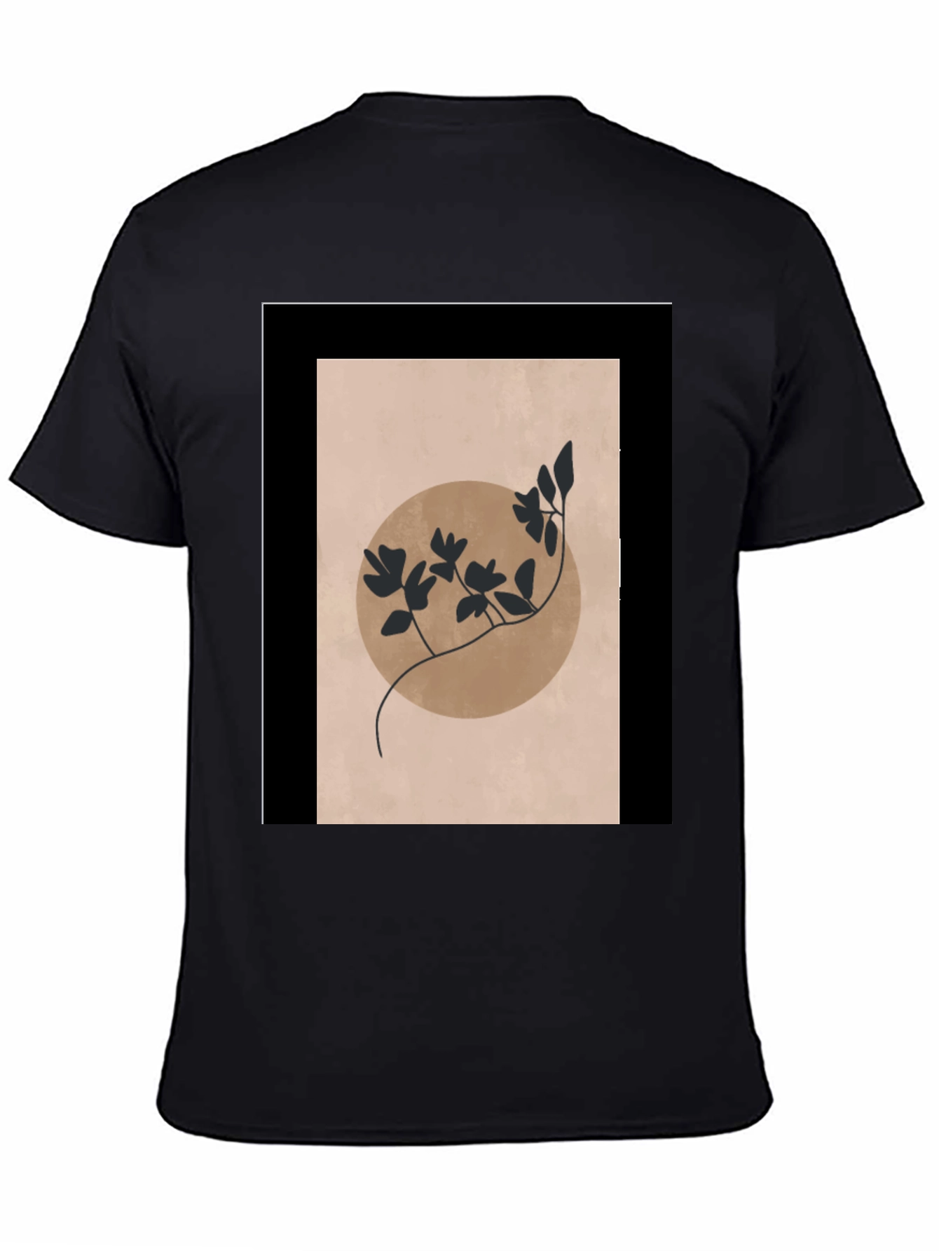 Minimalist Floral Graphic Black T-Shirt