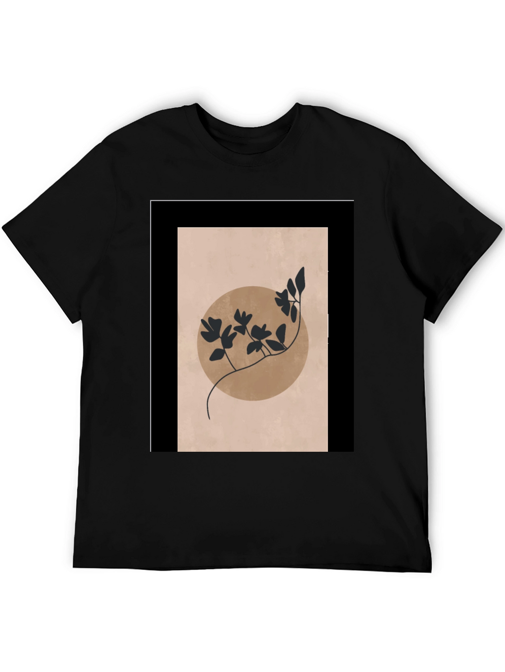 Minimalist Floral Graphic Black T-Shirt