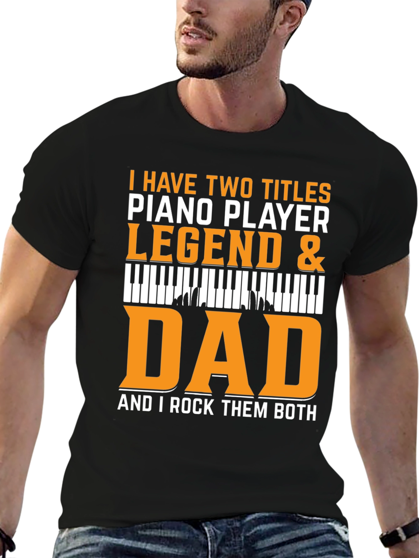 Piano Player Dad Legend Black T-Shirt
