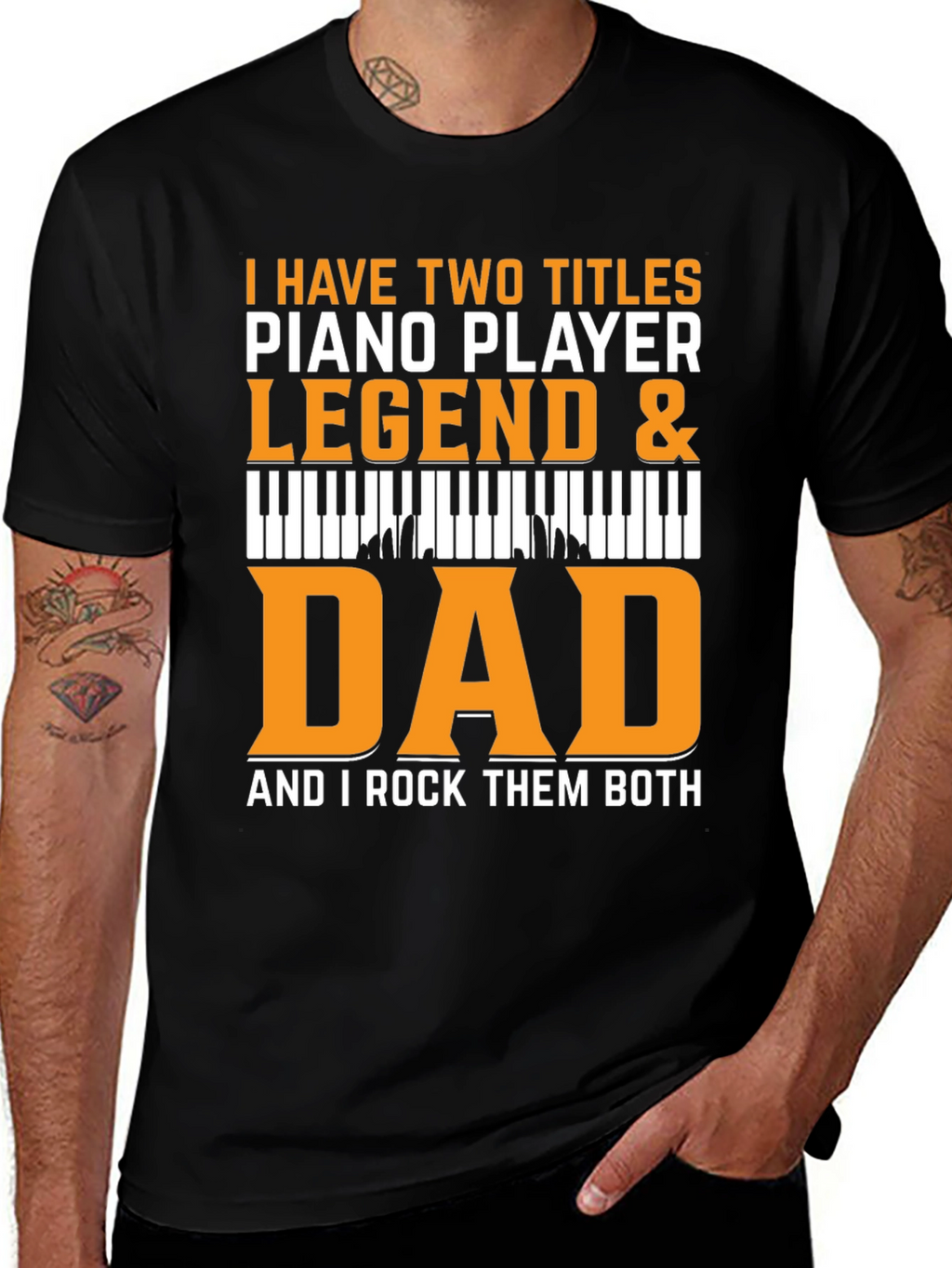 Piano Player Dad Legend Black T-Shirt