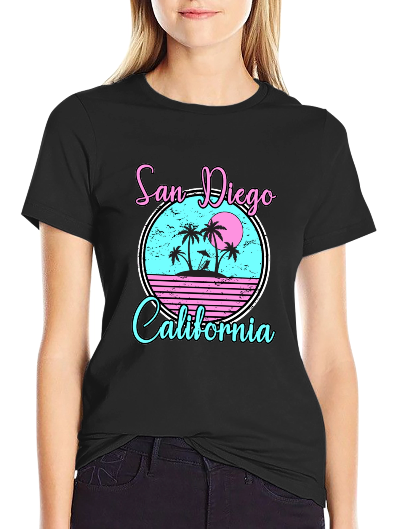 San Diego California Graphic T-Shirt - Retro Beach Design