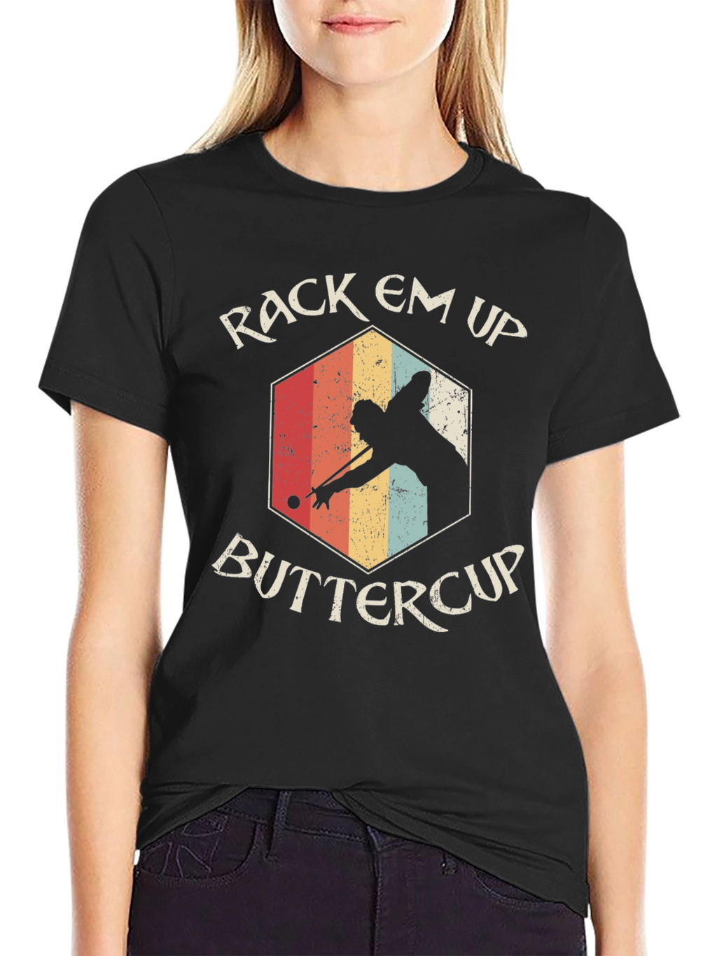 Rack Em Up Buttercup Retro Billiards T-Shirt