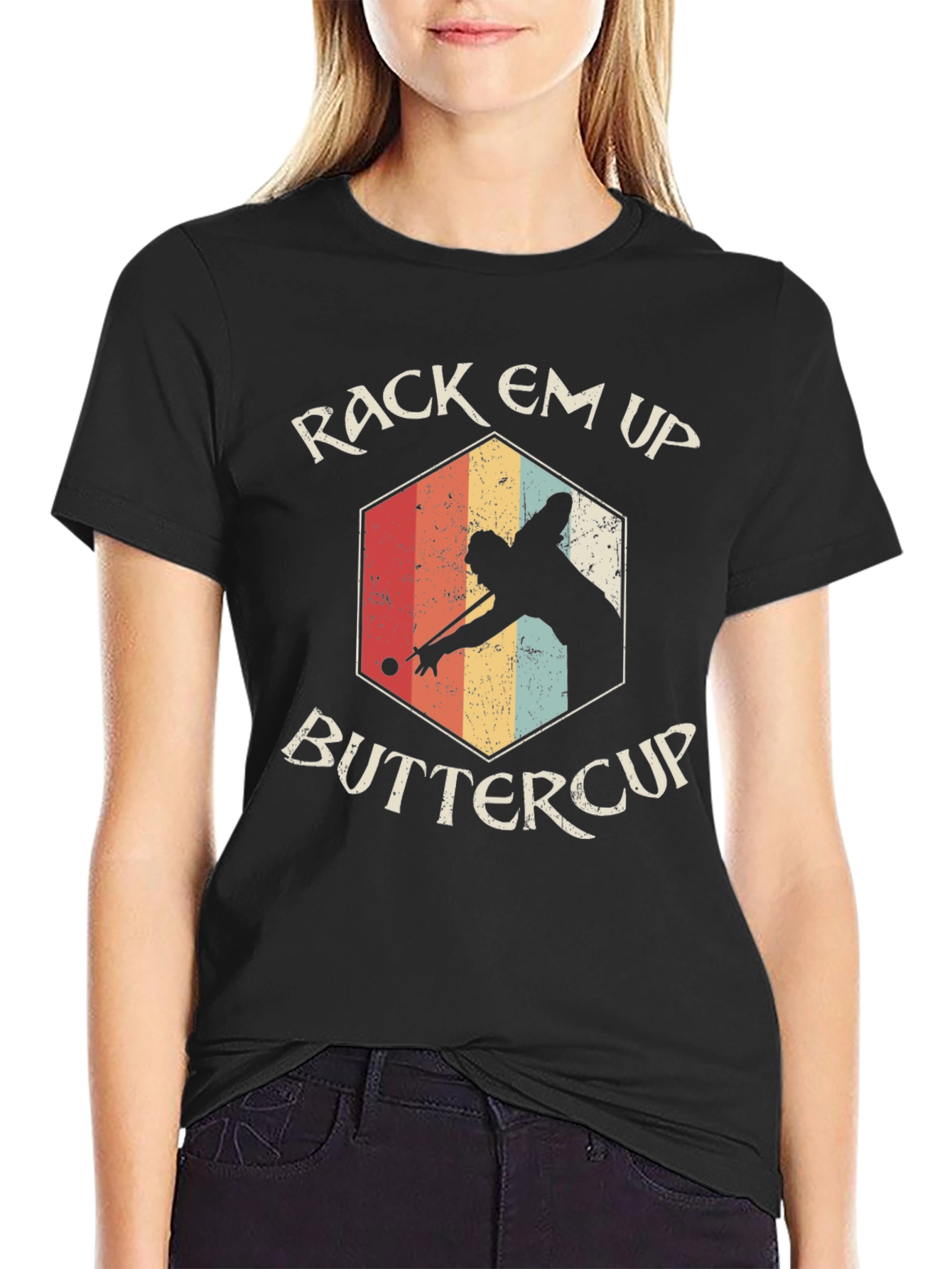 Rack Em Up Buttercup Retro Billiards T-Shirt