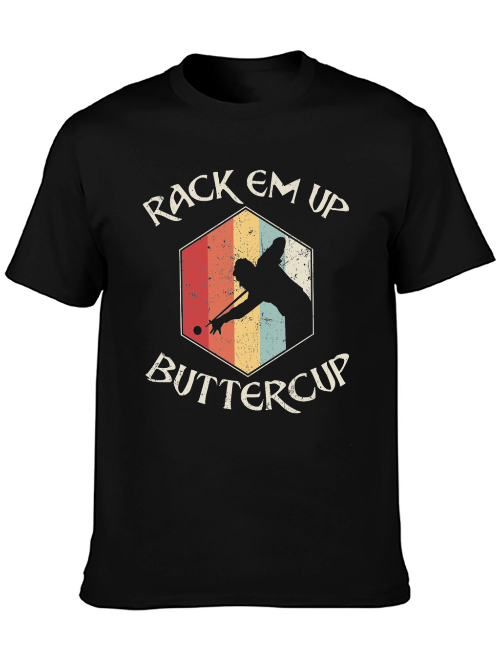 Rack Em Up Buttercup Retro Billiards T-Shirt