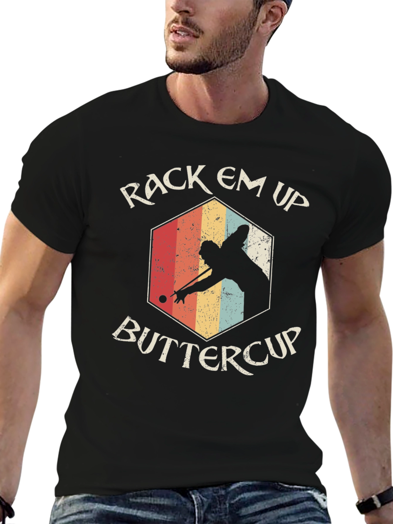 Rack Em Up Buttercup Retro Billiards T-Shirt