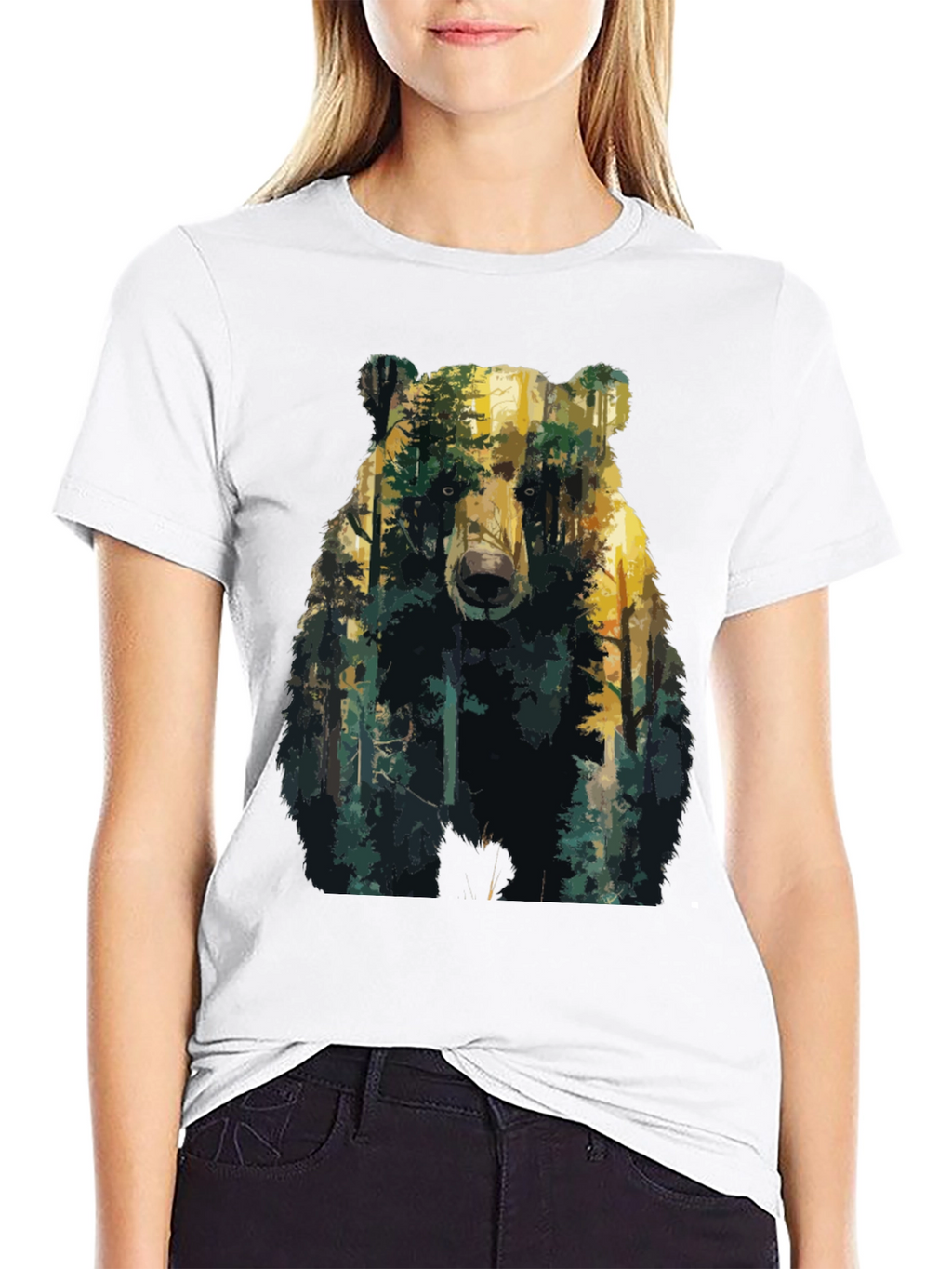 Bear Forest Graphic T-Shirt - Nature Inspired Tee