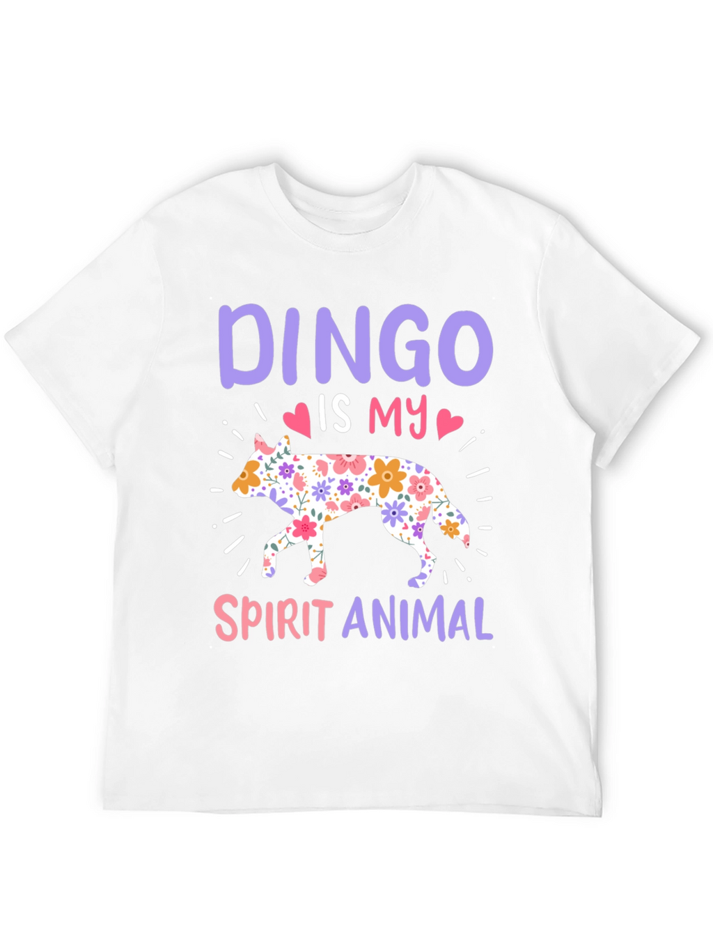 Dingo Spirit Animal Floral Design T-Shirt